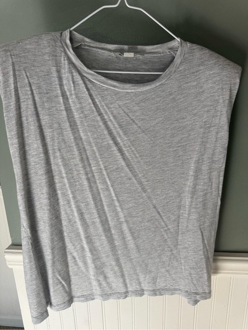 AllSaints Coni Lightweight Sleeveless Padded Shoulder Tank Top - Heather Gray